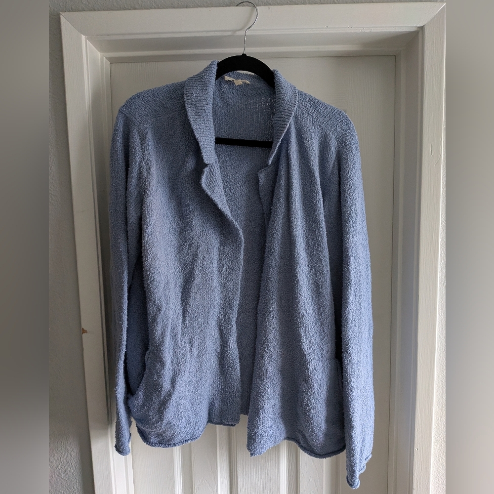Eileen Fisher Organic Cotton Blue Open Front Cardigan Women's XL